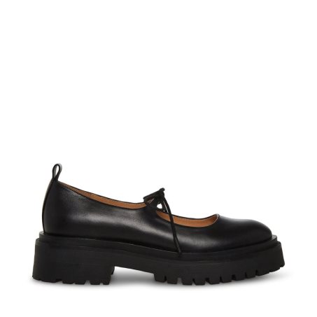 Black Steve Madden Landon Leather Women's Platform Shoes | SDIKW0314