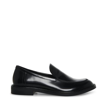 Black Steve Madden Larusso Leather Women's Loafers | MCXU122963