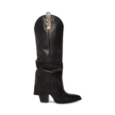 Black Steve Madden Lassy Leather Women's Knee-high Boots | HKLBI6843