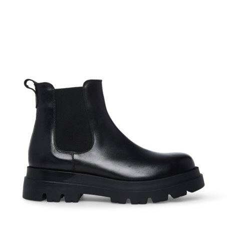 Black Steve Madden Meta Leather Men's Chelsea Boots | HUIES0941