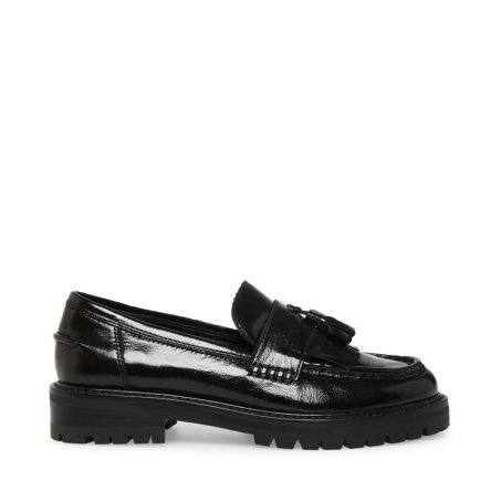 Black Steve Madden Minka Leather Women's Loafers | VMOJB9702