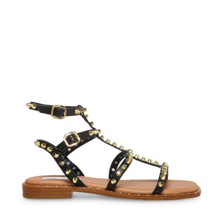 Black Steve Madden Sunnie Women's Flat Sandals | WKOMA8614