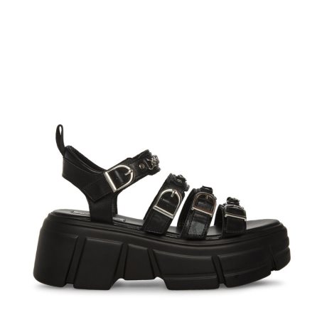 Black Steve Madden Tower Women's Platform Sandals | LGHAV0426