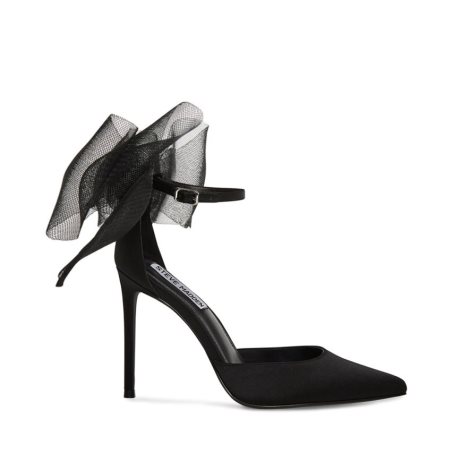 Black Steve Madden Valenteen Satin Women's Heels | AOZNL9068