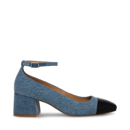 Blue Steve Madden Eli Denim Women's Heels | SKRZO4397