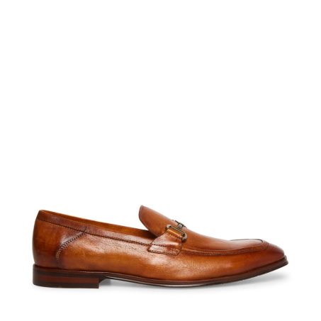 Brown Steve Madden Aahron Leather Men's Loafers | LUOPC1576