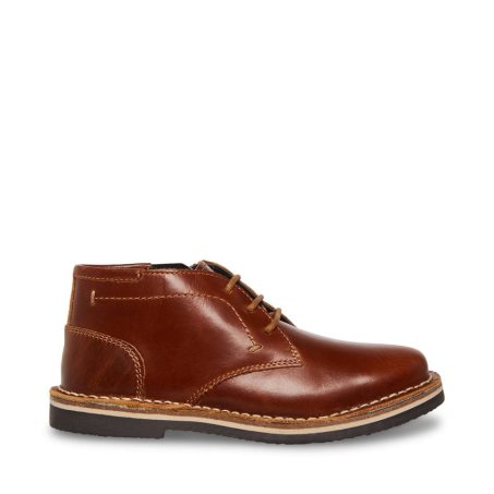 Brown Steve Madden Bharkeen Leather Kids' Chukka Boots | GHXMA3274