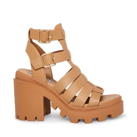 Brown Steve Madden Cosmic Women's Heels Sandals | XPGTZ4128