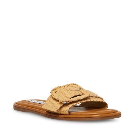 Brown Steve Madden Della Natural Women's Slides | Z12NMP9680