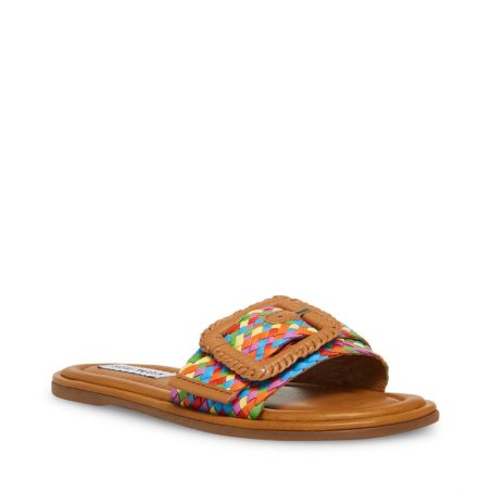 Brown Steve Madden Della Women's Slides | REZKJ2816