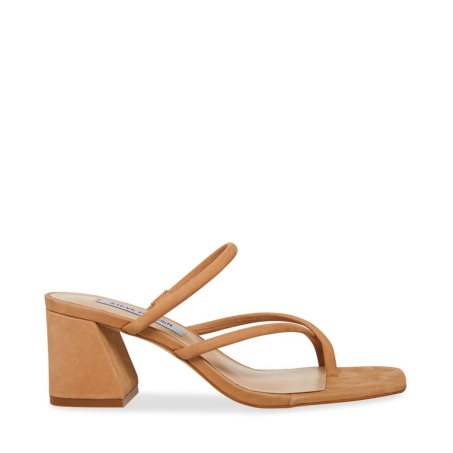 Brown Steve Madden Effie Nubuck Women's Heels Sandals | BMNVJ8472