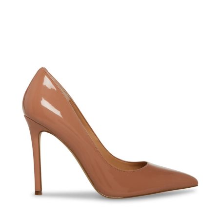 Brown Steve Madden Evelyn Patent Women's Heels | XYJIN2713