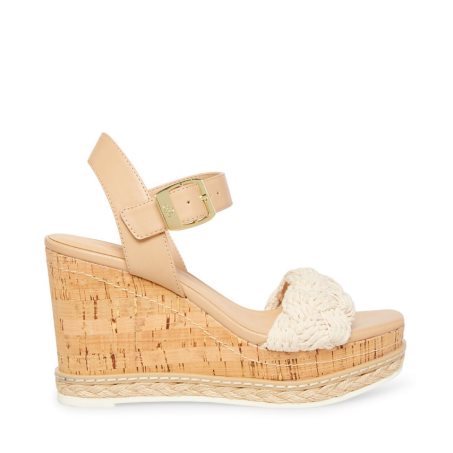 Brown Steve Madden Junee-w Natural Women's Heels Sandals | ODHIP1408