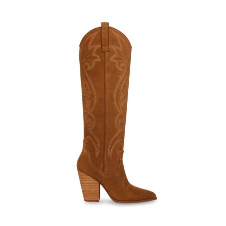 Brown Steve Madden Lasso Chestnut Suede Women's Knee-high Boots | YHJRV9328