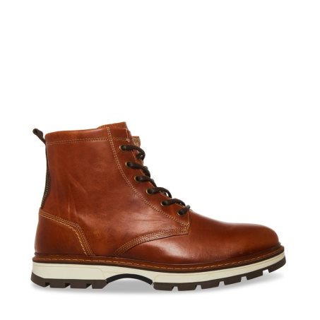 Brown Steve Madden Lucius Leather Men's Ankle Boots | HF12NG8965