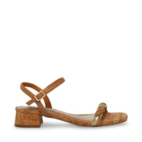 Brown Steve Madden Magnetic Natural Women's Heels Sandals | CTHBA7368