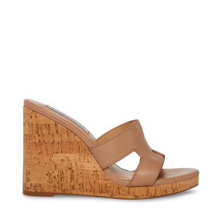 Brown Steve Madden Mayson Leather Women's Wedges | BKSIL8234