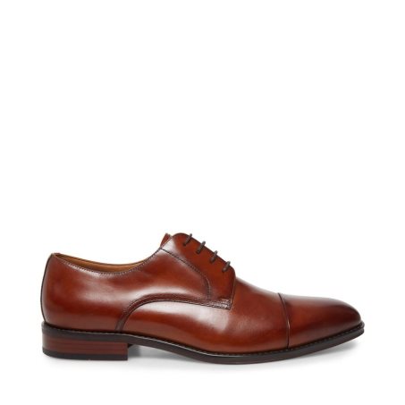 Brown Steve Madden Plot Leather Men's Derby Shoes | GURLM0561