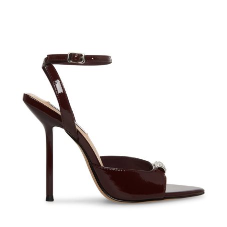 Burgundy Steve Madden Prize Patent Women's Heels Sandals | UWZSJ7149