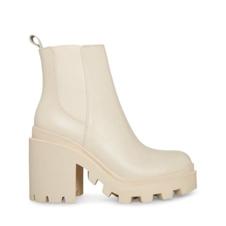 Cream Steve Madden Roxie Leather Women's Ankle Boots | LHFXN9512