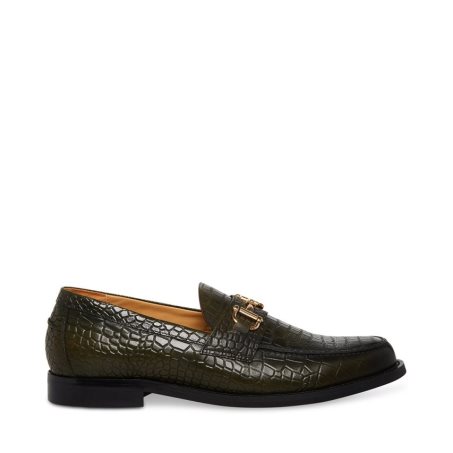 Dark Green Steve Madden Wallace Crocodile Men's Loafers | UN12TJ0485