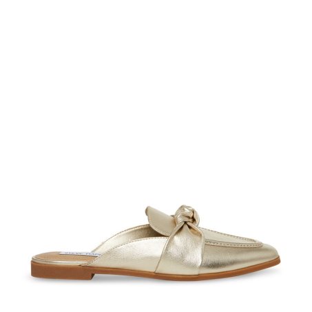 Gold Steve Madden Chart Leather Women's Mules | YBXHA2591