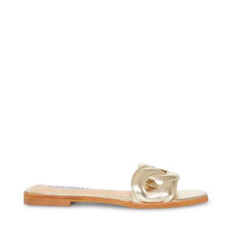 Gold Steve Madden Helene Women's Slides | TBCJF8123