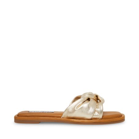 Gold Steve Madden Tatiana Women's Slides | HTIUB2347