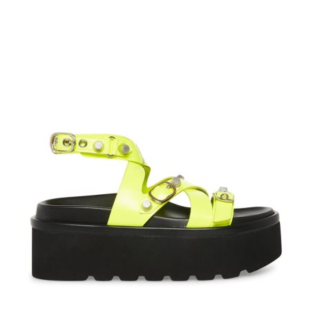 Green Steve Madden Brant Neon Women's Platform Sandals | 12FUCS2396