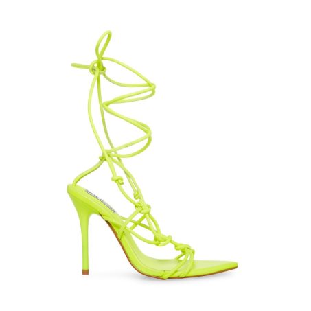 Green Steve Madden Buffy Neon Women's Heels Sandals | JRXKS7823