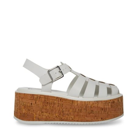 Grey Steve Madden Lazlo Leather Women's Platform Sandals | NIHMS6459