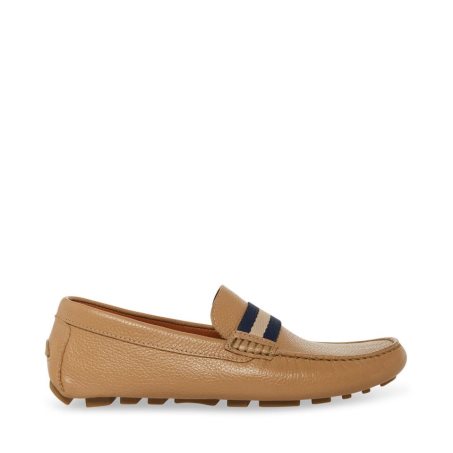 Light Brown Steve Madden Baz Leather Men's Loafers | DIMGZ8105