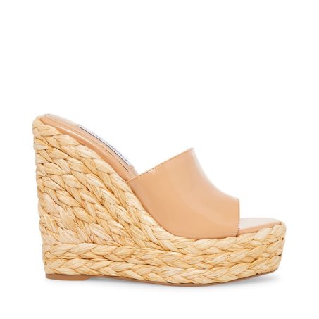 Light Brown Steve Madden Tabitha Patent Women's Wedges | KVHYX6782