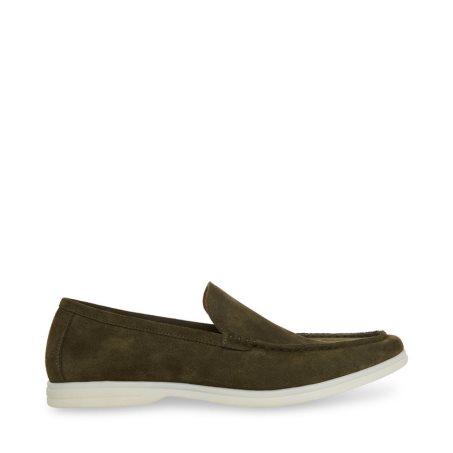 Olive Steve Madden Larken Suede Men's Loafers | FBLWV3985