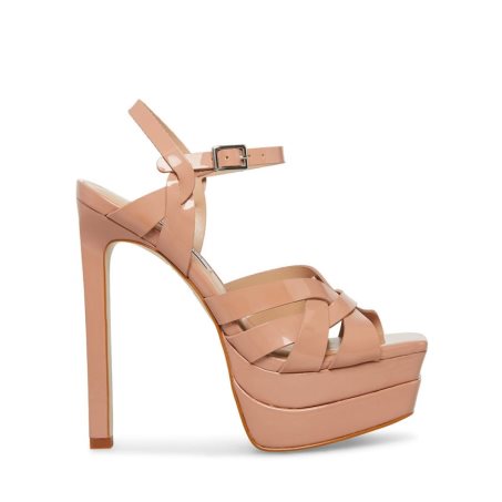 Pink Steve Madden Flirt Patent Women's Heels Sandals | DBWXR0935