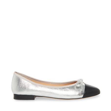 Silver Steve Madden Ellison Women's Ballet Flats | NXCFV6905