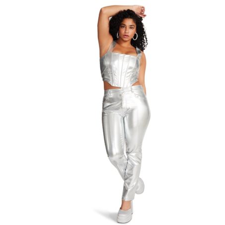 Silver Steve Madden Josie Women's Pants | IBEHS0679