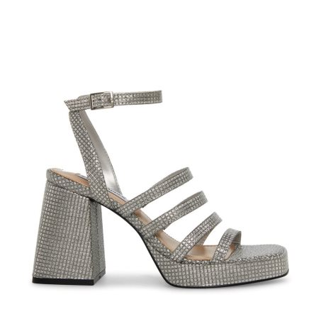 Silver Steve Madden Marilyn Women's Heels Sandals | 12CONP4207