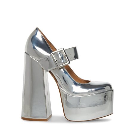 Silver Steve Madden Plaza Women's Heels | EUAJY0135