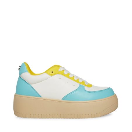 White / Blue Steve Madden Rocket Women's Platform Shoes | SZFVH1425