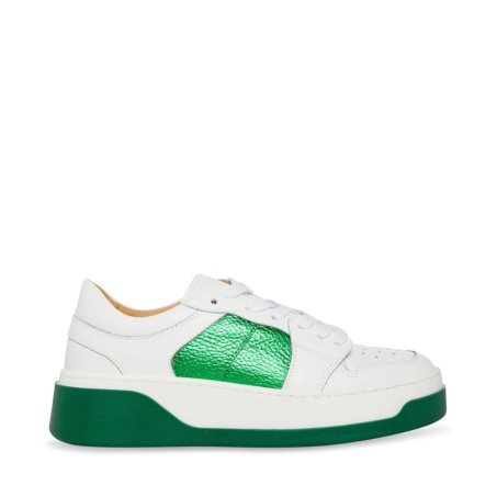 White / Green Steve Madden Joey Women's Sneakers | IFOLU7925