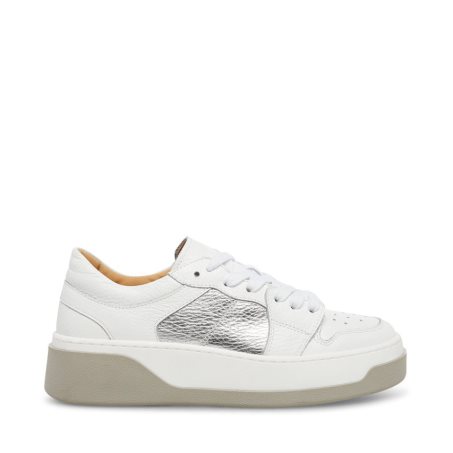 White / Silver Steve Madden Joey Women's Sneakers | KPJHV2954