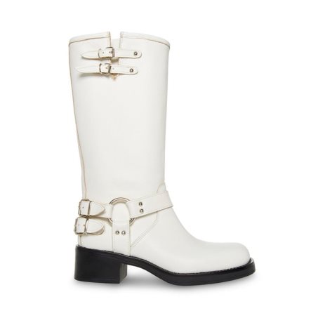 White Steve Madden Axelle Leather Women's High Boots | WBSIH4071