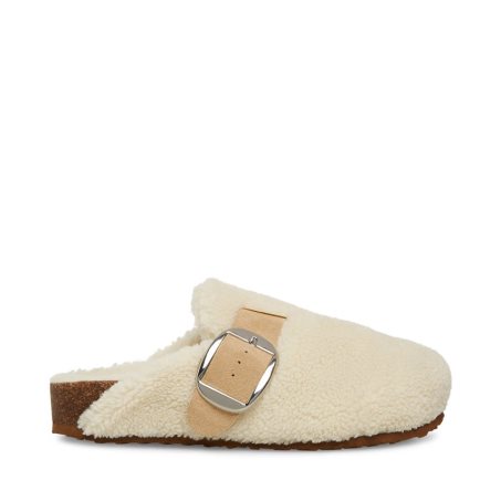 White Steve Madden Cuddle Women's Slides | UBFRH2954