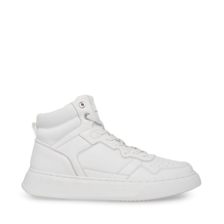 White Steve Madden Jordee Leather Men's Sneakers | TIGLF1487