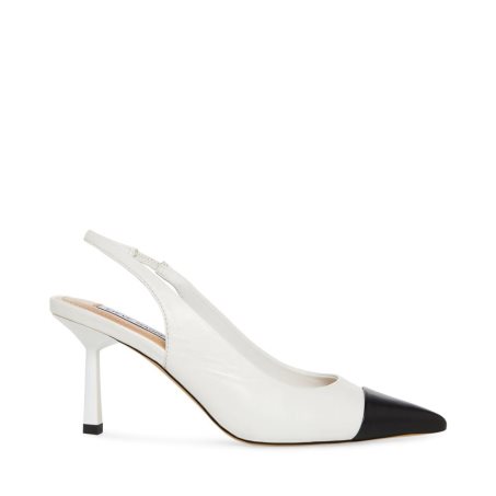 White Steve Madden Kling Leather Women's Heels | PZAVR7120