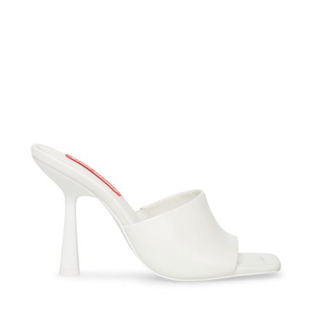 White Steve Madden Selene Leather Women's Mules | CBS12E9563