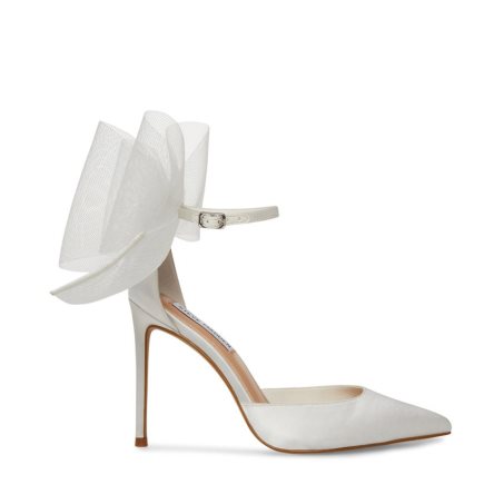 White Steve Madden Valenteen Satin Women's Heels | AUNGF6571